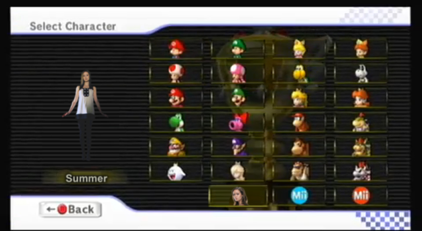 Mario Kart Wii (character select)